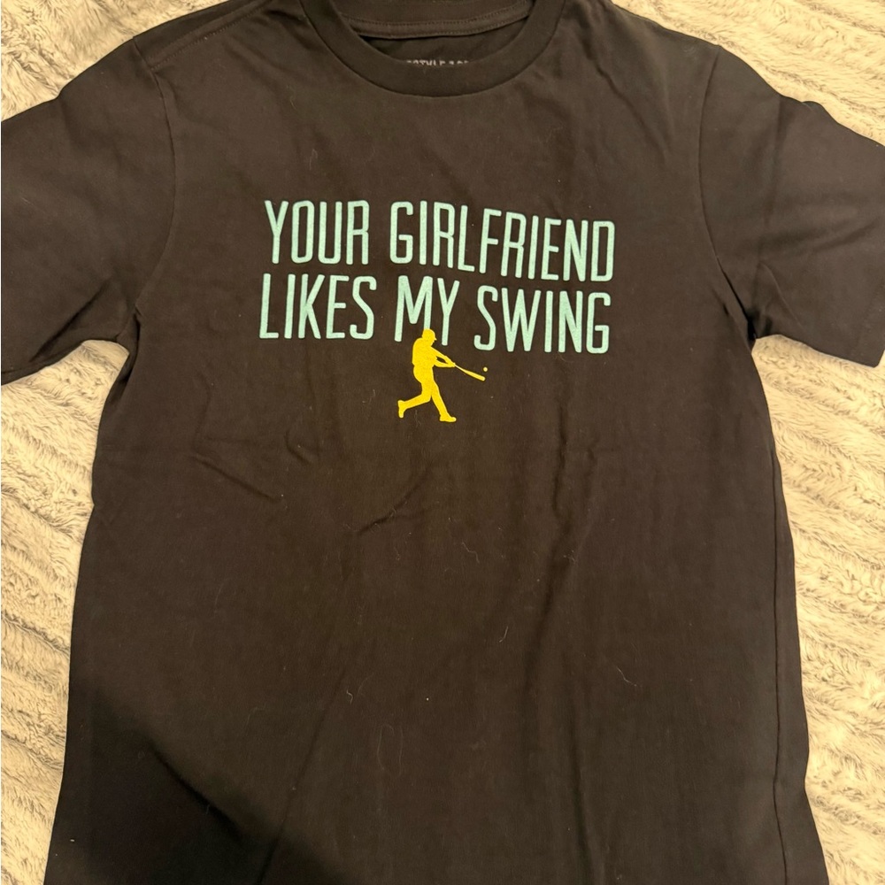 Baseball Lifestyle 101 Kids Black Graphic Tee with Teal and Yellow Print